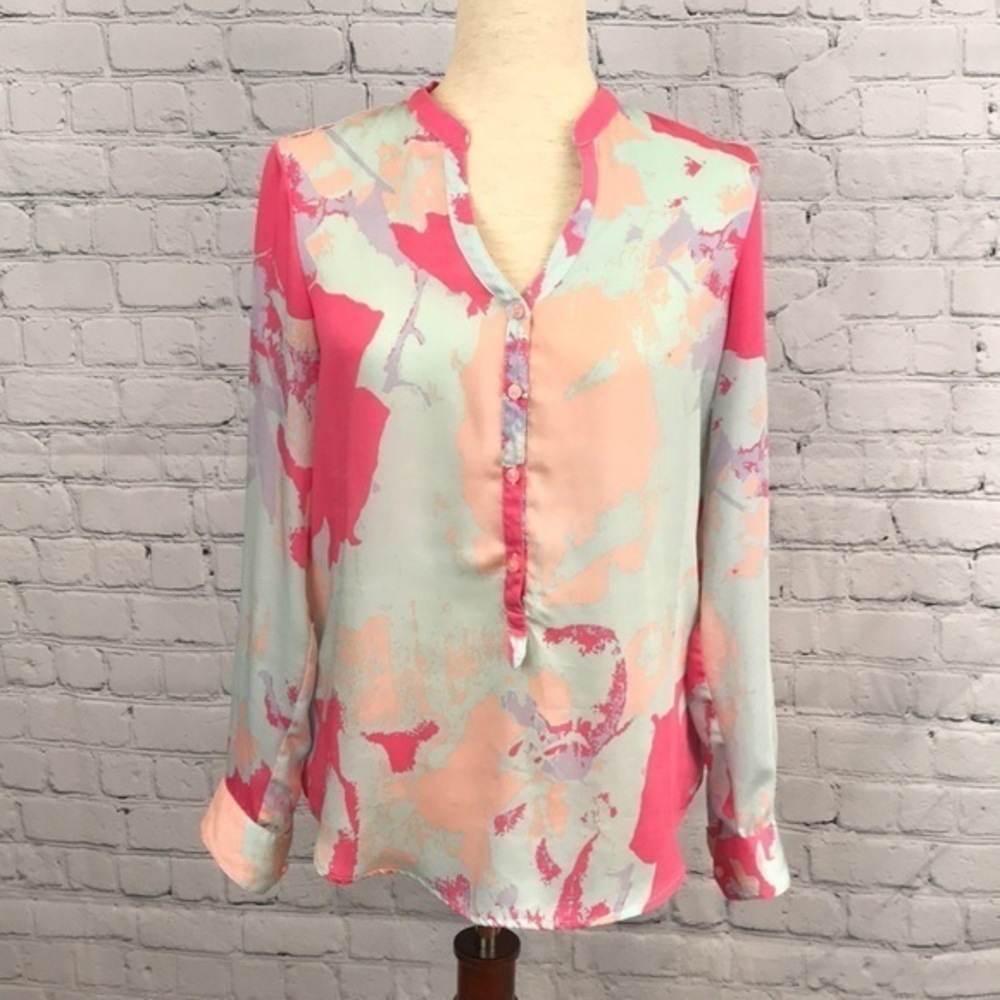 DAISY FUENTES Coral Combo Blouse sz S